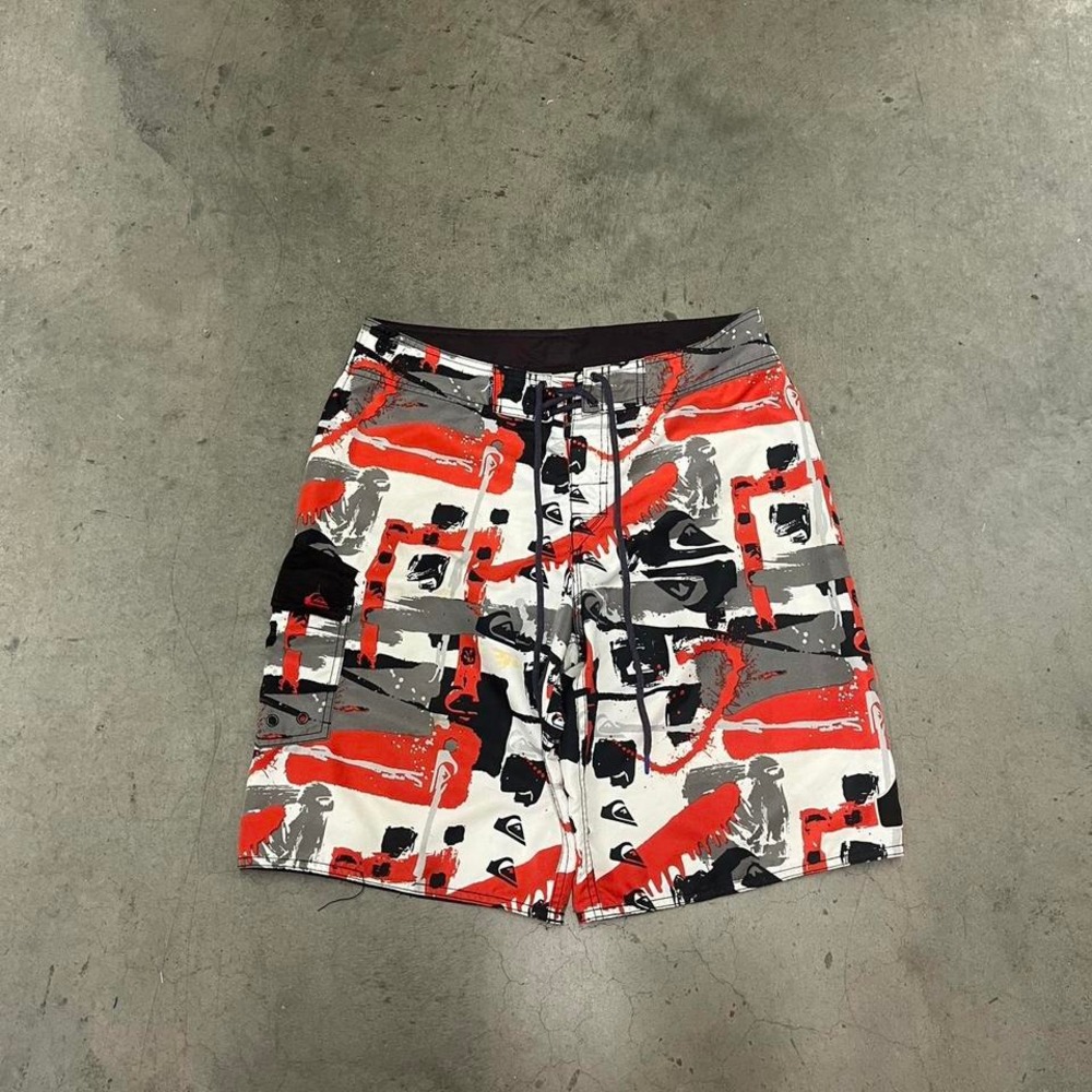 Vintage Y2K‎ aop paint splatter embroidered quiksilver board shorts